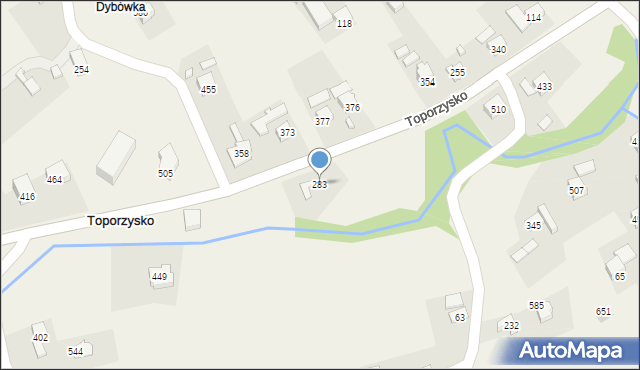 Toporzysko, Toporzysko, 283, mapa Toporzysko