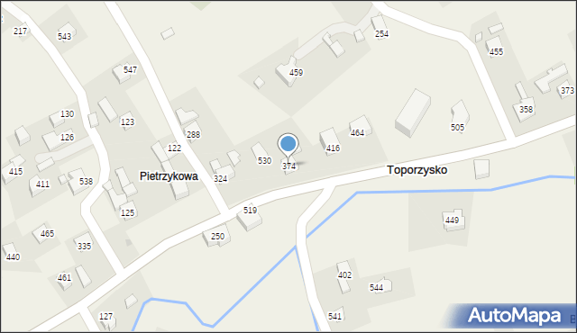 Toporzysko, Toporzysko, 374, mapa Toporzysko