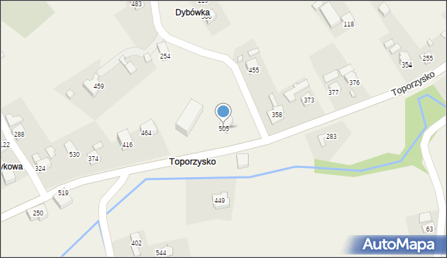 Toporzysko, Toporzysko, 505, mapa Toporzysko