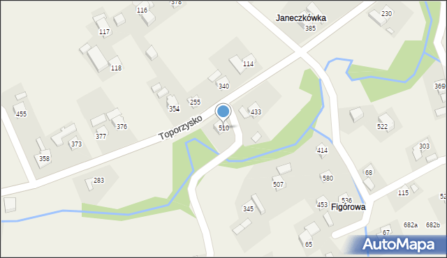 Toporzysko, Toporzysko, 510, mapa Toporzysko