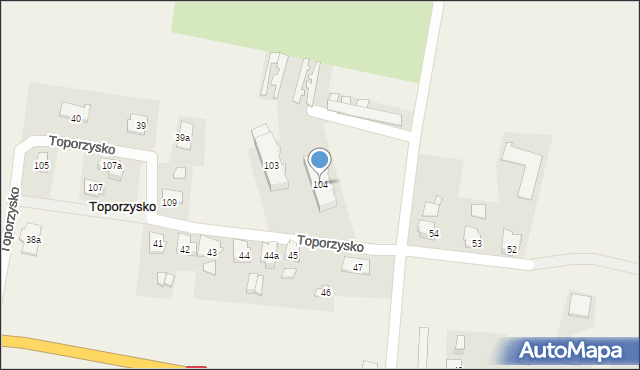 Toporzysko, Toporzysko, 104, mapa Toporzysko