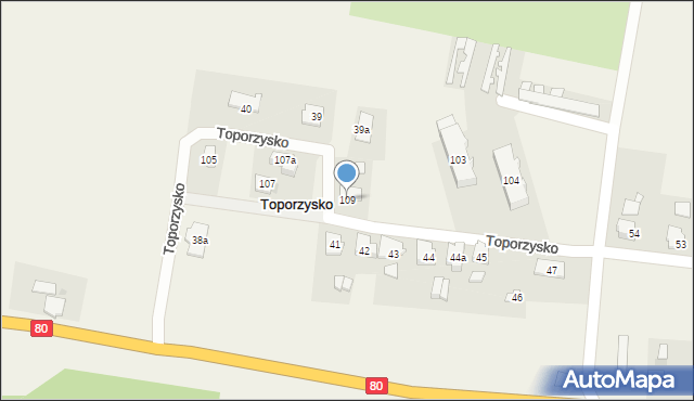 Toporzysko, Toporzysko, 109, mapa Toporzysko