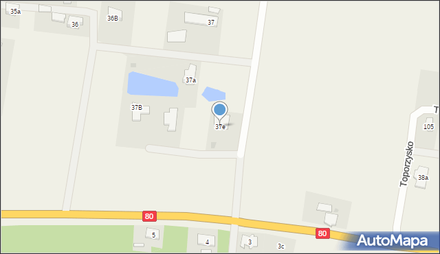 Toporzysko, Toporzysko, 37e, mapa Toporzysko