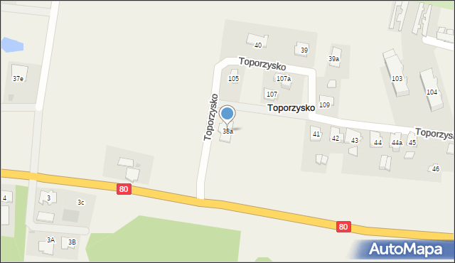 Toporzysko, Toporzysko, 38a, mapa Toporzysko