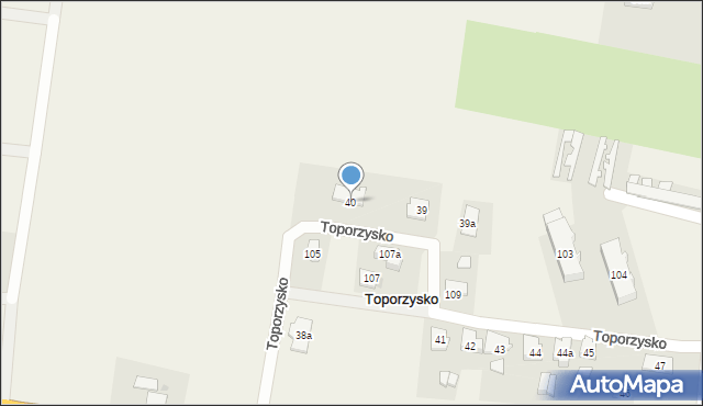 Toporzysko, Toporzysko, 40, mapa Toporzysko
