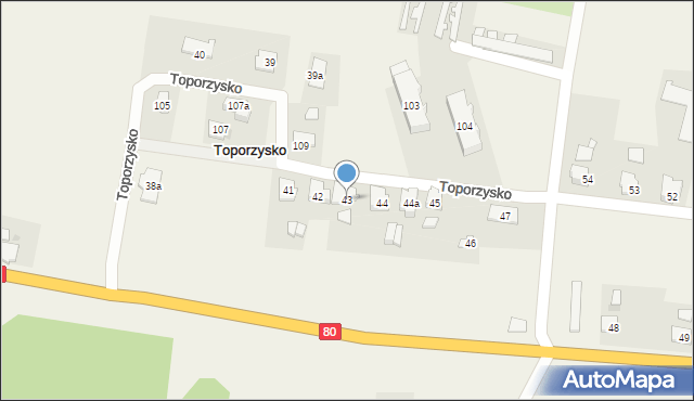 Toporzysko, Toporzysko, 43, mapa Toporzysko