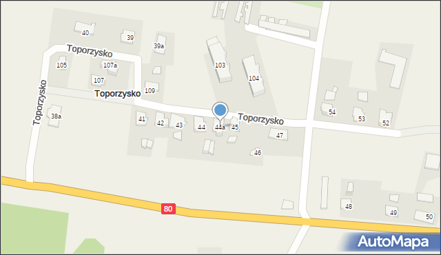 Toporzysko, Toporzysko, 44a, mapa Toporzysko
