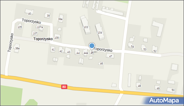 Toporzysko, Toporzysko, 45, mapa Toporzysko