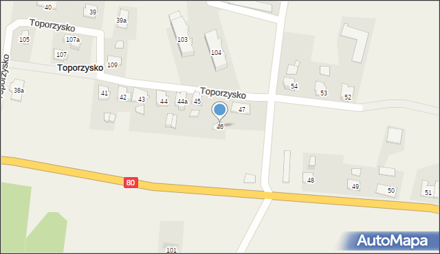 Toporzysko, Toporzysko, 46, mapa Toporzysko
