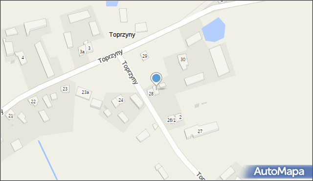 Toprzyny, Toprzyny, 28a, mapa Toprzyny