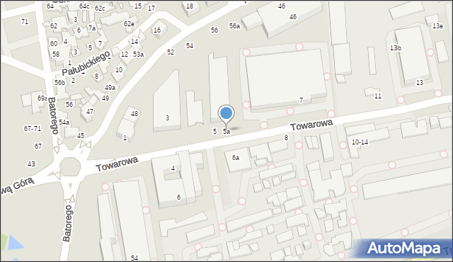 Toruń, Towarowa, 5a, mapa Torunia