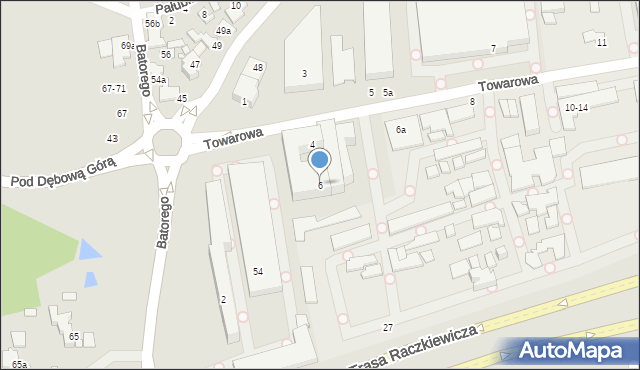Toruń, Towarowa, 6, mapa Torunia