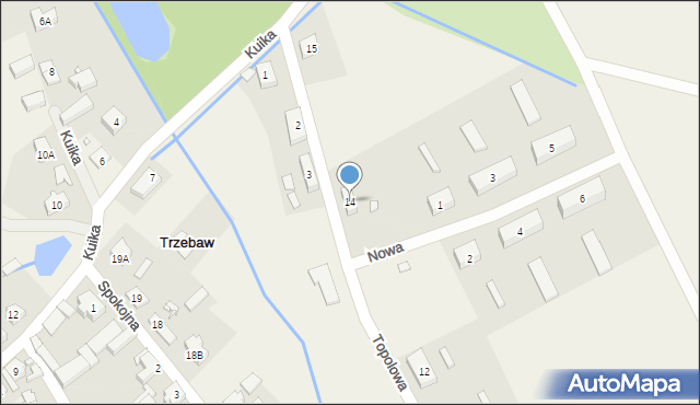 Trzebaw, Topolowa, 14, mapa Trzebaw