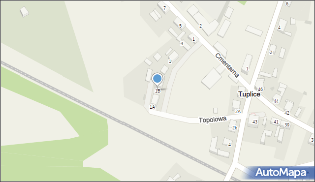 Tuplice, Topolowa, 1B, mapa Tuplice
