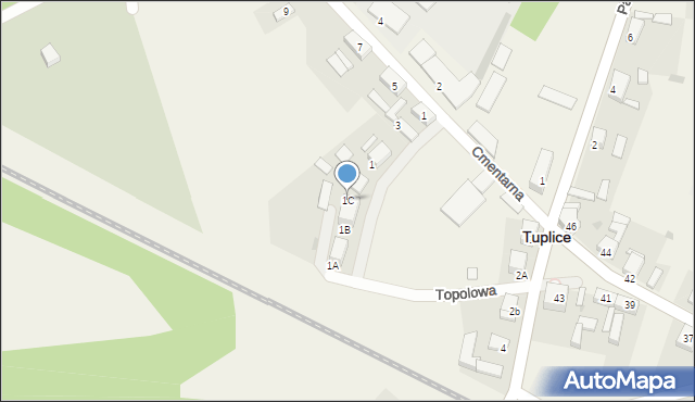 Tuplice, Topolowa, 1C, mapa Tuplice