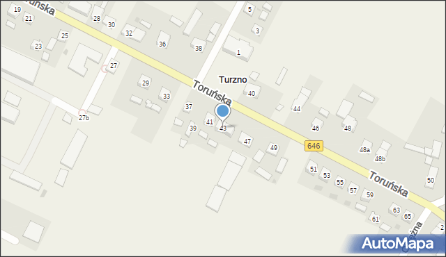 Turzno, Toruńska, 43, mapa Turzno