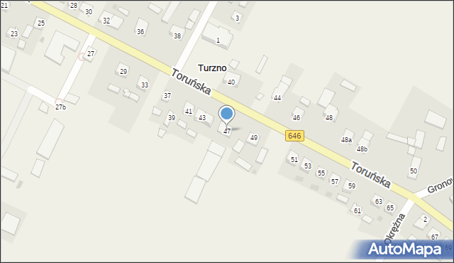 Turzno, Toruńska, 47, mapa Turzno