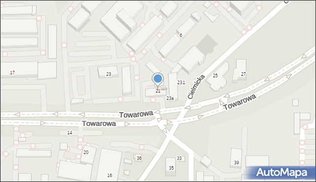 Tychy, Towarowa, 21, mapa Tychów