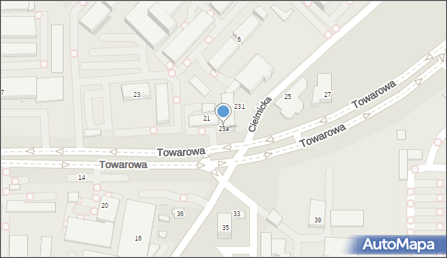 Tychy, Towarowa, 23a, mapa Tychów