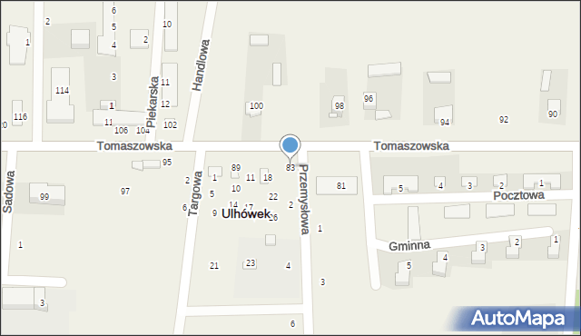 Ulhówek, Tomaszowska, 83, mapa Ulhówek