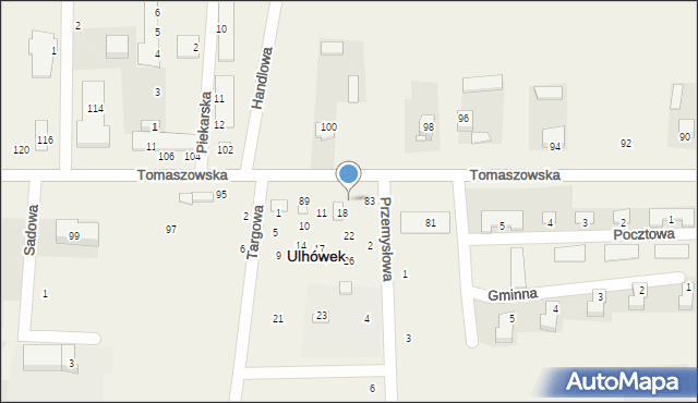 Ulhówek, Tomaszowska, 85, mapa Ulhówek