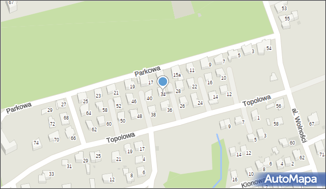 Wadowice, Topolowa, 34, mapa Wadowice