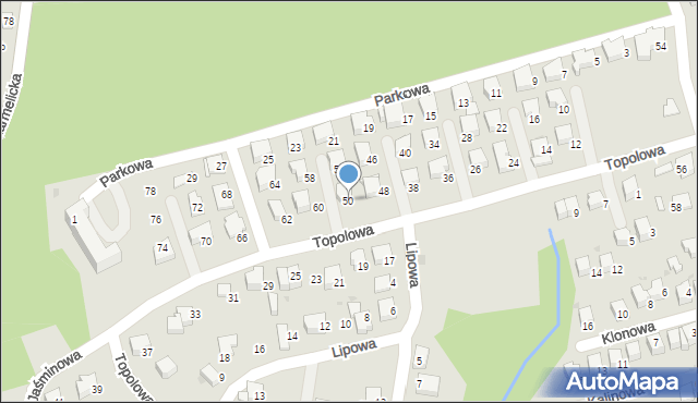 Wadowice, Topolowa, 50, mapa Wadowice