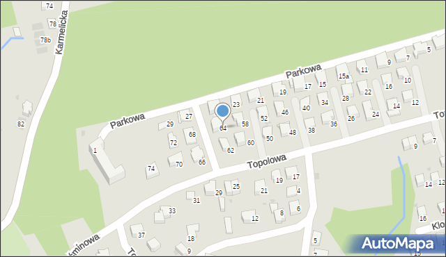 Wadowice, Topolowa, 64, mapa Wadowice