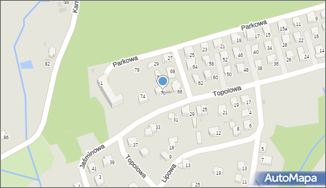 Wadowice, Topolowa, 70, mapa Wadowice