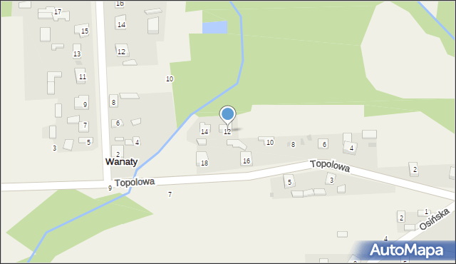 Wanaty, Topolowa, 12, mapa Wanaty