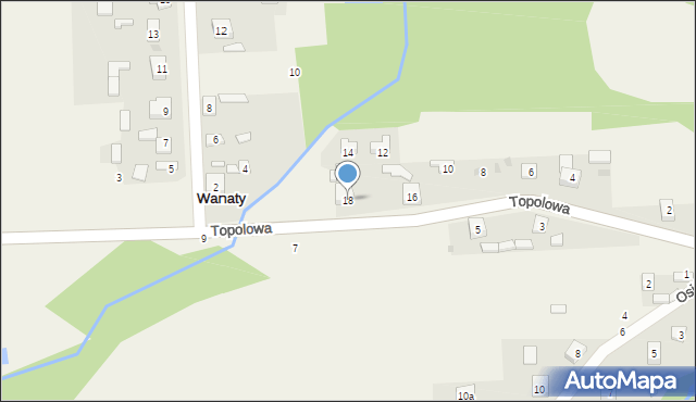 Wanaty, Topolowa, 18, mapa Wanaty