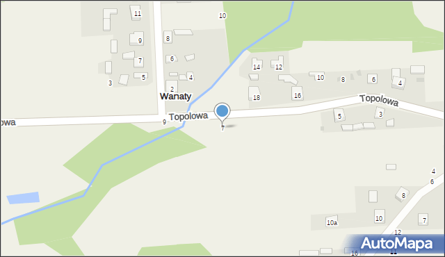 Wanaty, Topolowa, 7, mapa Wanaty