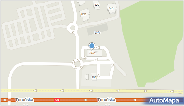 Warszawa, Toruńska, 107A, mapa Warszawy