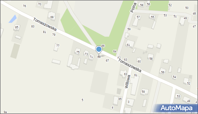Wąwał, Tomaszowska, 69, mapa Wąwał