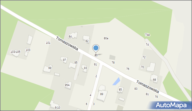 Wąwał, Tomaszowska, 80, mapa Wąwał