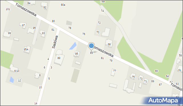 Wąwał, Tomaszowska, 83, mapa Wąwał