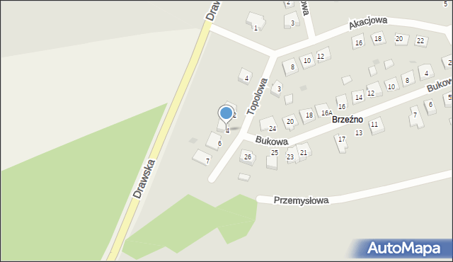 Wieleń, Topolowa, 4, mapa Wieleń