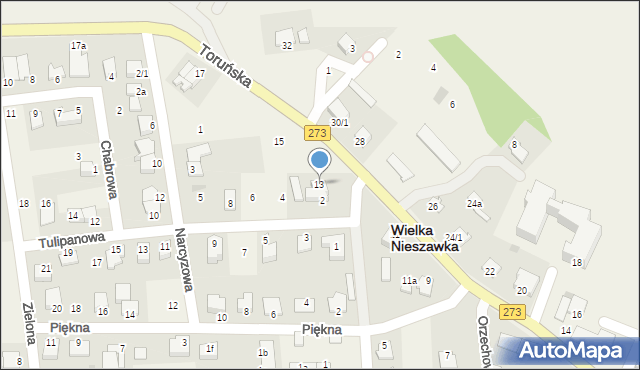 Wielka Nieszawka, Toruńska, 13, mapa Wielka Nieszawka
