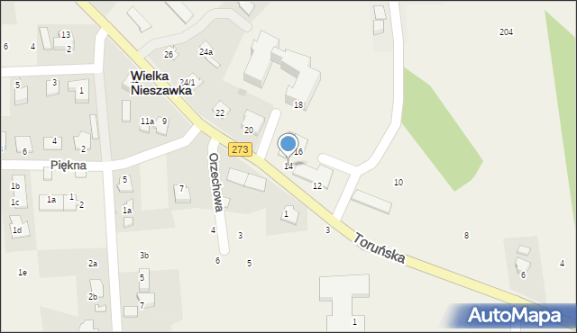 Wielka Nieszawka, Toruńska, 14, mapa Wielka Nieszawka
