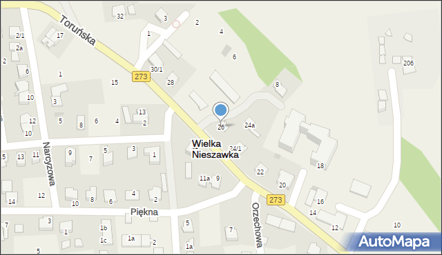 Wielka Nieszawka, Toruńska, 26, mapa Wielka Nieszawka