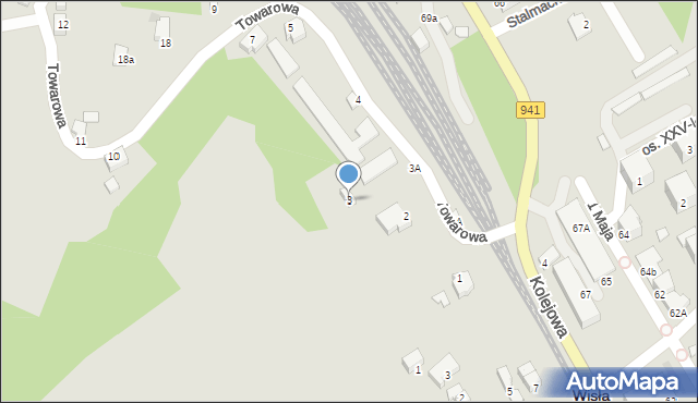 Wisła, Towarowa, 3, mapa Wisła