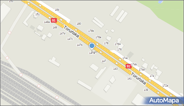 Włocławek, Toruńska, 147a, mapa Włocławka