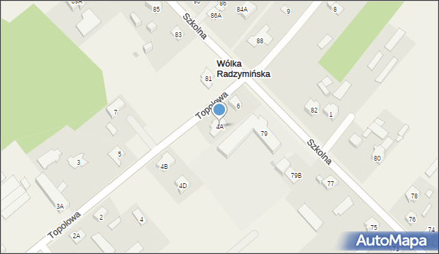 Wólka Radzymińska, Topolowa, 4A, mapa Wólka Radzymińska