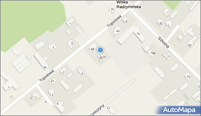 Wólka Radzymińska, Topolowa, 4D, mapa Wólka Radzymińska