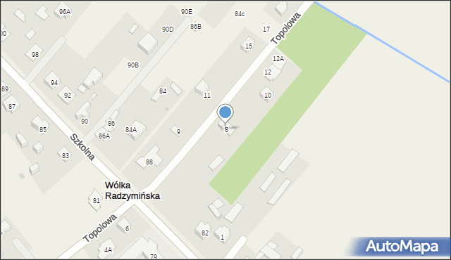 Wólka Radzymińska, Topolowa, 8, mapa Wólka Radzymińska