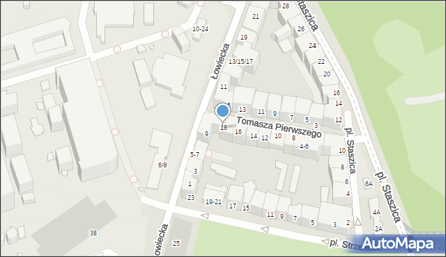 Wrocław, Tomasza Pierwszego, bp., 18, mapa Wrocławia