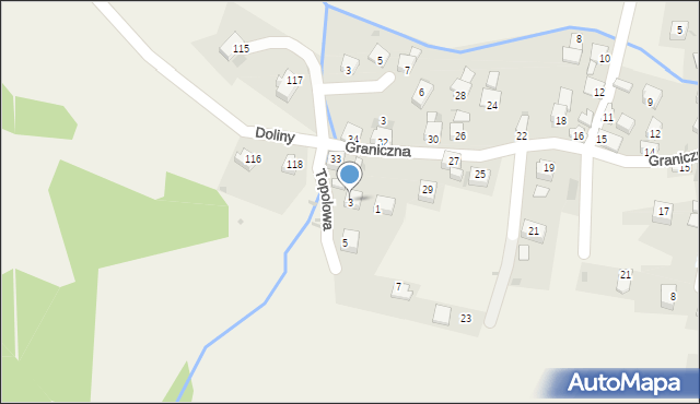 Żabnica, Topolowa, 3, mapa Żabnica