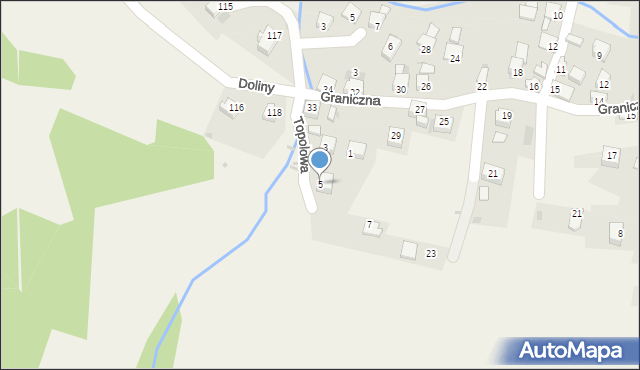 Żabnica, Topolowa, 5, mapa Żabnica