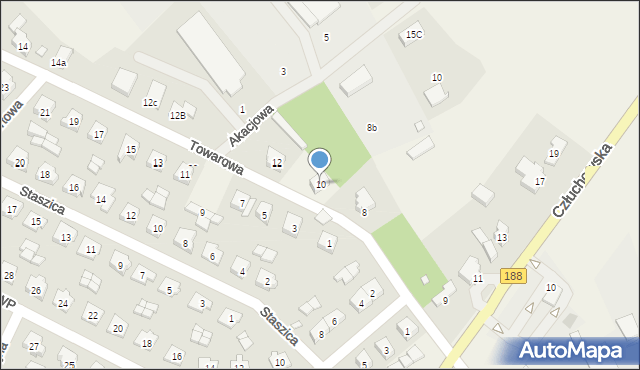 Zakrzewo, Towarowa, 10, mapa Zakrzewo