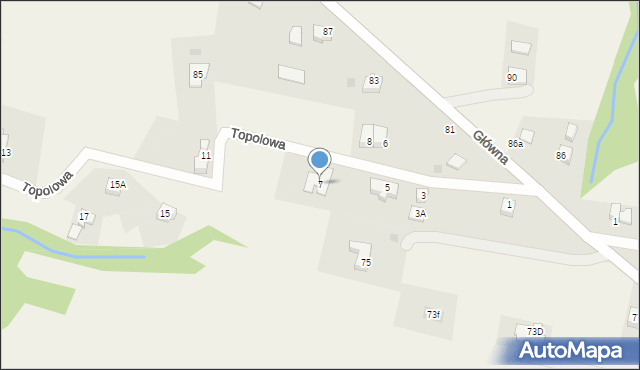 Zamarski, Topolowa, 7, mapa Zamarski